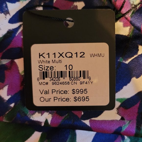 ST. JOHN Budding Floral Silk Charmeuse Sheath Marked down By $140 - Picture 4 of 12